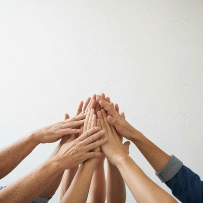 Hands reaching out in prayer, symbolizing community and support for leaders, gentle lighting, no text, no words, no typography, clean image